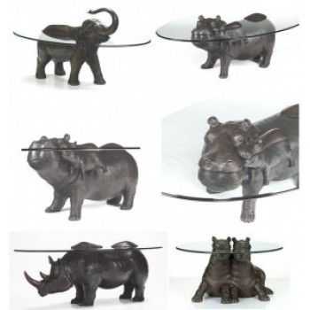 Кофейные столики с бронзовыми фигурами животных