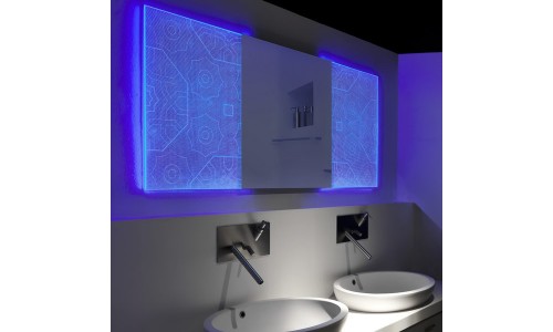 Зеркало для ванной с подсветкой и голографическими эффектами
