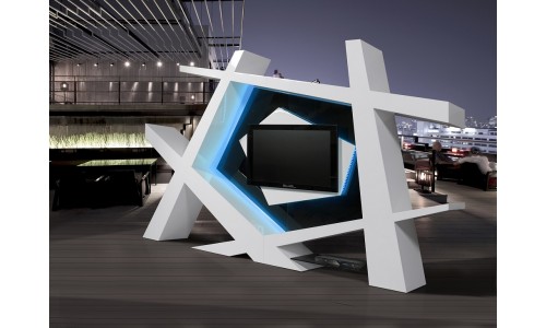 Современные дизайнерские стойки под телевизор - интересные фото-примеры