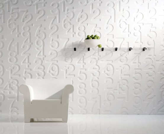 Декоративные фактурные панели для стен с оригинальным тиснением в виде цифр