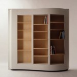 Этот стеллаж ближе к книжному шкафу. Оригинальныя округлая форма, оригинальной цветовое решение.