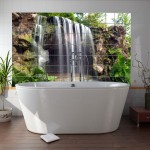 Фотообои водопада - отличное решение для оформления ванной комнаты.