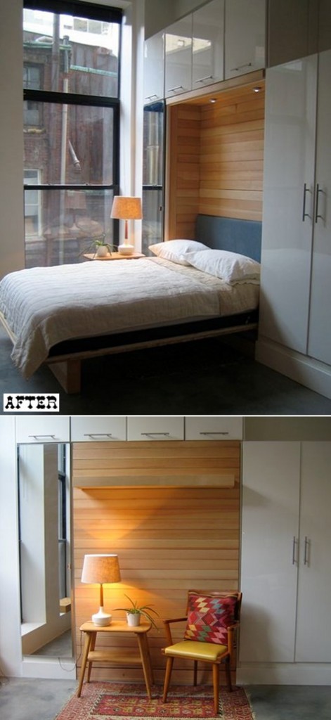 Откидная кровать шкаф своими руками установленная в спальне сэкономила пространство