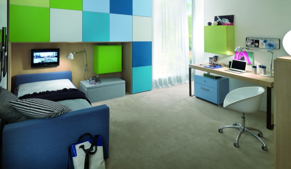 Комната подростка голубые и зеленые тона