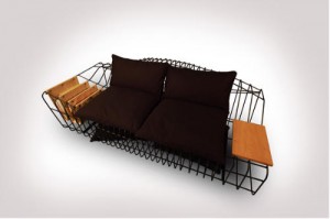 Модульный диван на черной металлической раме