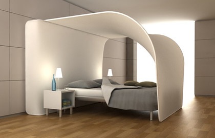 Современная кровать с балдахином в стиле хай-тек