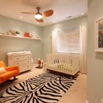 Пример оформления современной детской комнаты с черно-белым ковром