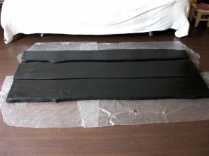Дубовые доски для спинки кровати после обжига