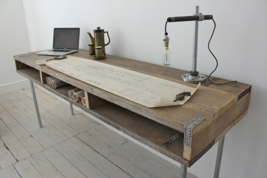 Ellie Reclaimed Scaffolding Board Городской промышленный шикарный длинный стол со встроенными складками и оцинкованными стальными ножками