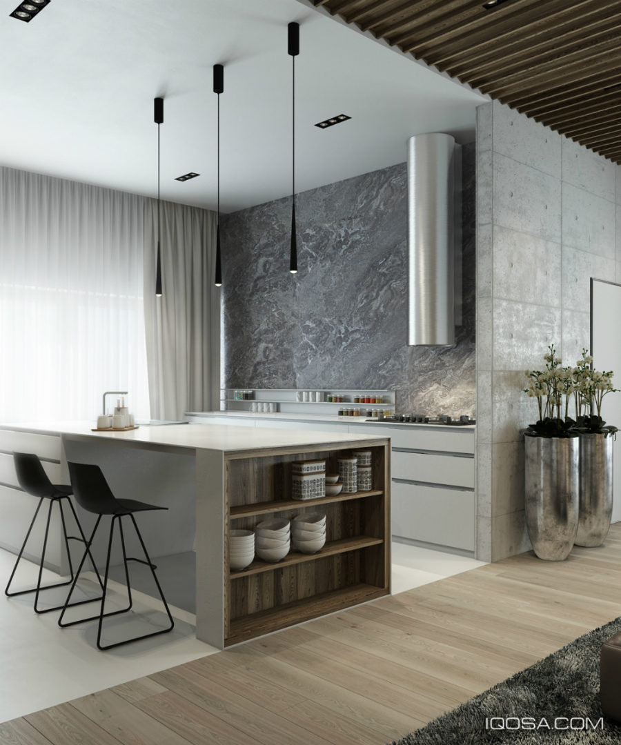 Kitchen island side shelf