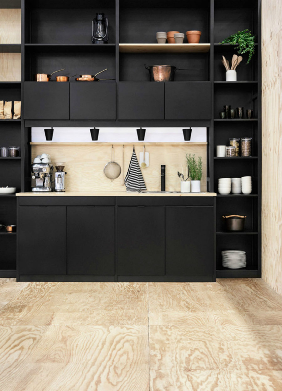 Open cabinet dinnerware storage