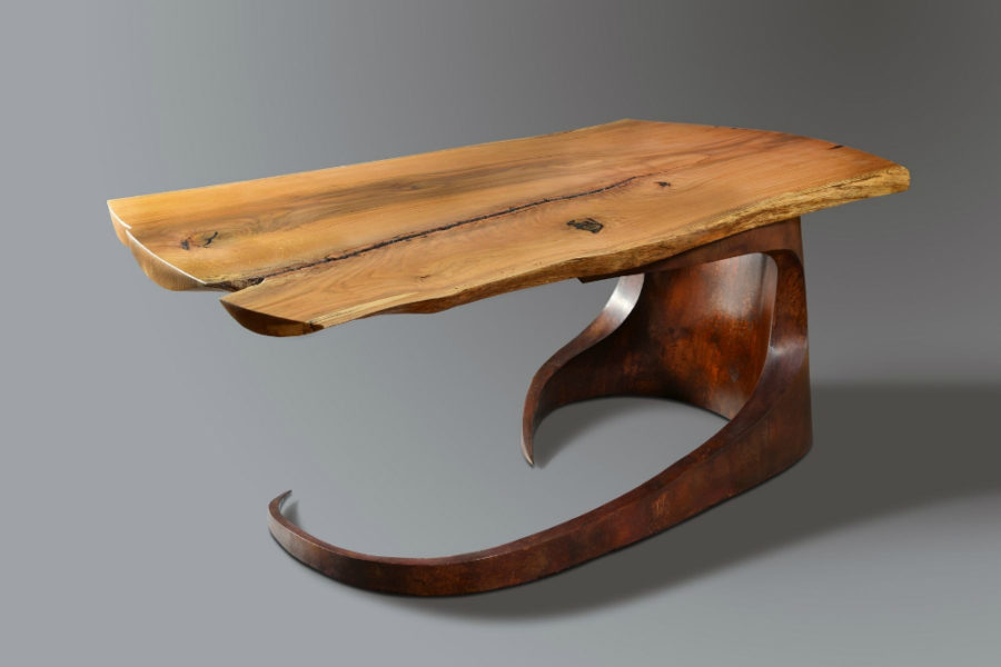 Reclaimed Live Edge Maple Desk со стальной основой