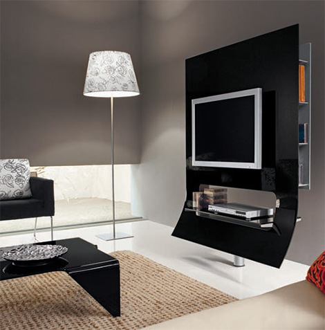 doimoidea tv stand virgola black Современная подставка для телевизора от Doimoidea гладкий стенд Virgola