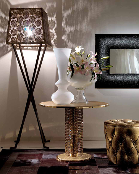 Кофейный столик fiorentino giotto swarovski1 Журнальный столик в металле с кристаллами Swarovski от Fiorentino Home
