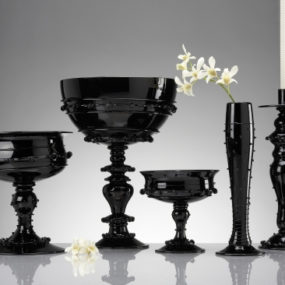 Black Glass Tableware & Centerpieces – gorgeous, glamorous collection by Juliska!