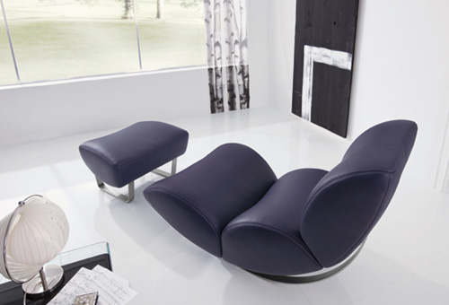 koinor armchair jetlag 2 Кожаный качающийся стул с подставкой для ног от Koinor
