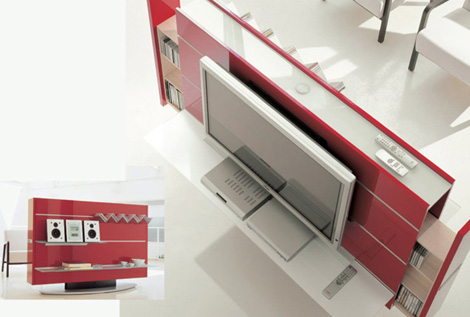 pacini cappellini tv stand red open Современные телевизионные стойки от Pacini & Cappelini