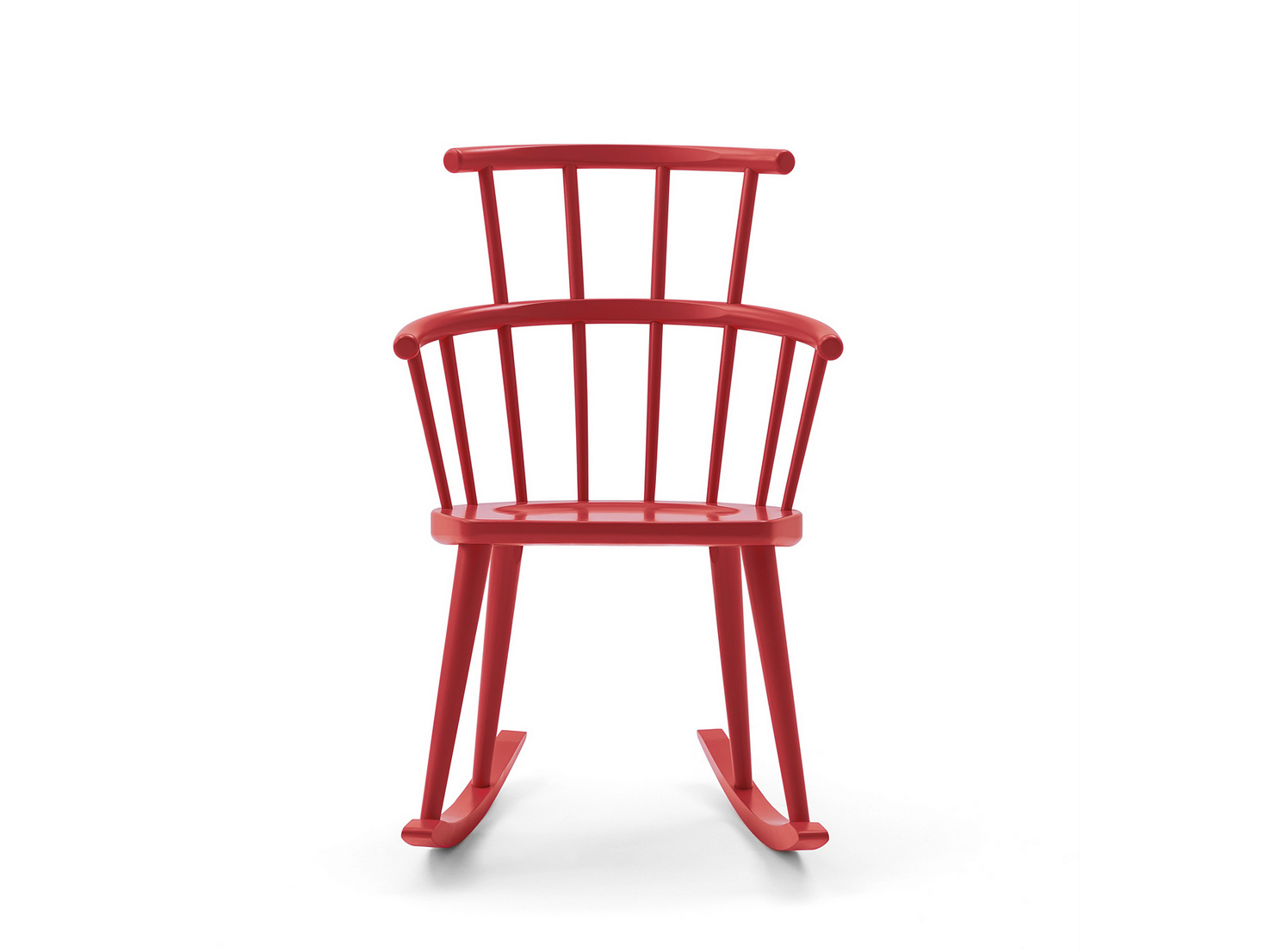 красное кресло-качалка от Billiani в лакированной древесине 2 Red Rocker Chair от Billiani в лакированной древесине