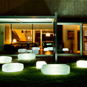 Translucent Polyethylene Seats, Poufs and Tables from Serralunga